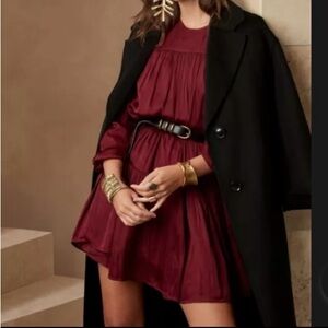Banana Republic‎ Mini Dress Women Sz XS Satin Tiered Red Merlot Wine Glam
